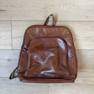 Elegant Brown Leather Women's Backpack